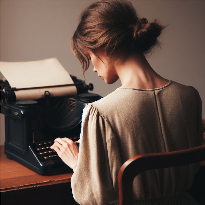 AI Generated Typewriter and Woman [Generative AI]